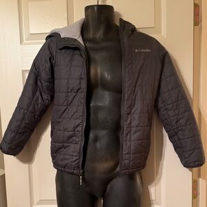 Columbia Dark Gray Quilted Hooded Insulated Jacket Kids Medium 10-12